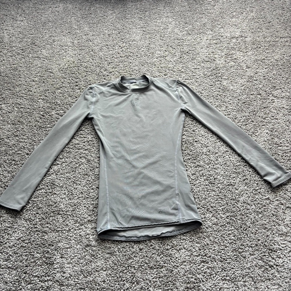 NFL Equipment Compression Shirt Mens Gray Long Sleeve Athletic Base Layer Stretc